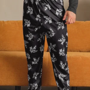 1 pack Men's pajamas long pants for autumn and winter printed casual home pants