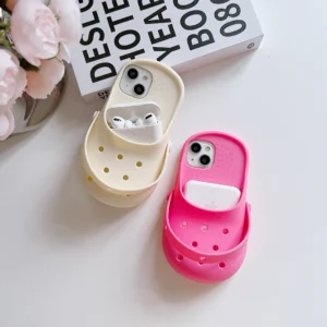 3D Cute Slippers Soft Silicone Phone Case for iPhone 16 Pro Max 15 14 13 12 11 Funny Breathable Shockproof Lanyard Strap Cover