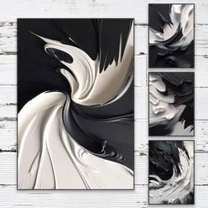 Large Black and White Textured Prints Poster  Minimalist Art Canvas Painting Wall Art Canvas Print Classical Modern Wall Decor