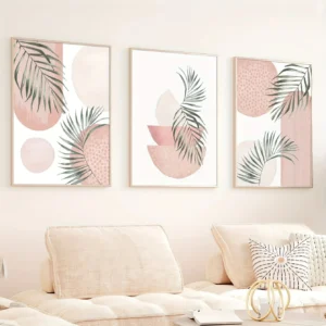 3pcs/set Tropical Plant Leaf Unframed Poster Print Geometry Abstract Wall Art Painting Modern Picture Home Living Room Bedroom