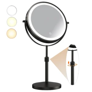 8.5 Inch Makeup Mirror With Light Lamp 10X Magnification 3 Color Lights,Adjustable Brightness Height Standing Cosmetic Mirror