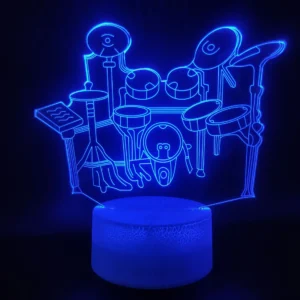 Drum kit 3D Illusion Lamp Christmas Gift Night Light Beside Table Lamp 16 Colors Auto Changing Desk Decoration Lamps Birthday