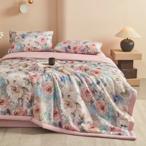 Floral Style Duvet Summer Blanket Cool Feeling Quilt Super Soft Comforter Adults Kids Room Quilt edredones (No Pillowcase)