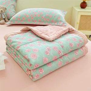Floral Style Duvets for Summer Soft Comforter Breathable Bedspread 이불 Quilted Blanket Adults/Kids Thin Quilt (No Pillowcase)