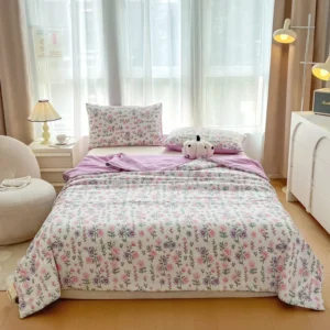 Summer Quilt Floral Style Duvets Single/Queen Size Comforter Thin Duvets Skin-friendly Bedspread edredones (No Pillowcase)