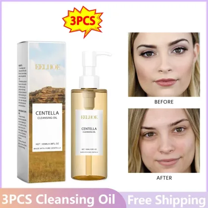 3PCS Cleansing Remover Oil Facial Makeup Remover Moisturizing Face Refresher Cleaning Centella Asiatica Extract Vitamin E Oil
