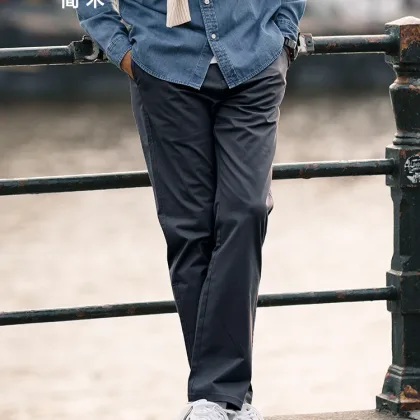 SIMWOOD 2025 Spring New Regular Straight 270gsm Fabric Pants Men Casual Classical Chinos Trousers