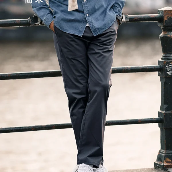 SIMWOOD 2025 Spring New Regular Straight 270gsm Fabric Pants Men Casual Classical Chinos Trousers