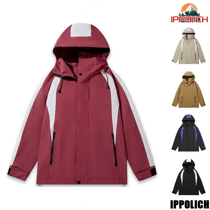 Men Contrast Color Hiking Jackets Outdoor Sports Mountaineering Coats Woman Waterproof Camping Jackets Breathable Travel Jacket