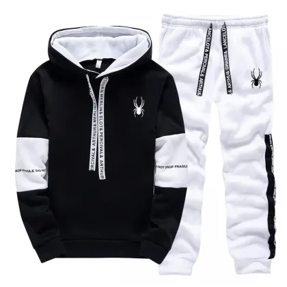 Men's Spring and Autumn Luxury Printed Sportswear Casual Fashion Sports Shirt+Sports Pants 2-piece Outdoor Sports Breathable Set