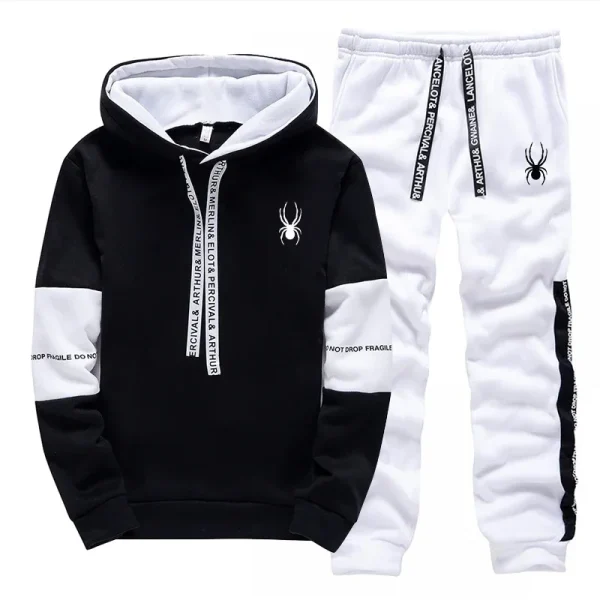 Men's Spring and Autumn Luxury Printed Sportswear Casual Fashion Sports Shirt+Sports Pants 2-piece Outdoor Sports Breathable Set