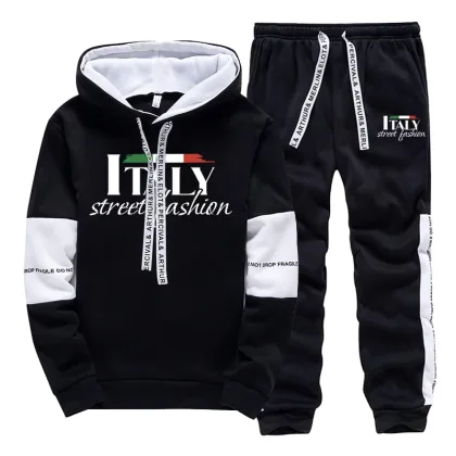 2025 Hot Sale Men's Tracksuit Hoodies and Sweatpants Fashion Italy Printed Pullover Streetwear Urban Trend Casual Sporty Wear