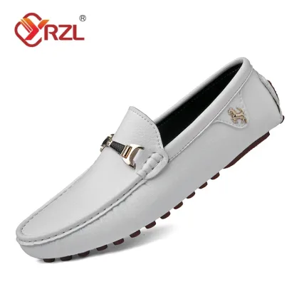 YRZL Men's Leather Loafers Casual Slip On Driving Shoes for Men Breathable Comfortable Formal Moccasins Boat Shoes Plus Size 48