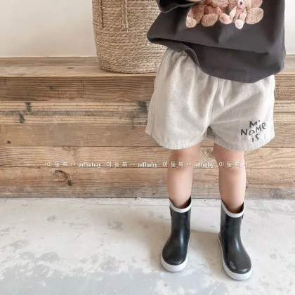 2025 New Fashion Letter Print Children Shorts Cotton Girls Casual Shorts Cute Baby Boys Beach Shorts Loose Kids Shorts Clothes