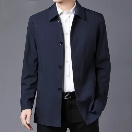 Casual Business Windbreak Jackets Men Coats Brand Top Quality Spring Men's Trench Coat Solid Color Mid-length Jacket male