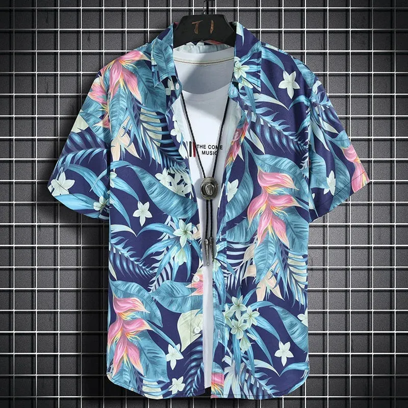 Hawaiian Beach Shirt Children Short Sleeve Casual Shirts Seaside Vacation Kids Boy Girl Loose Clothes Floral Blouse Tops
