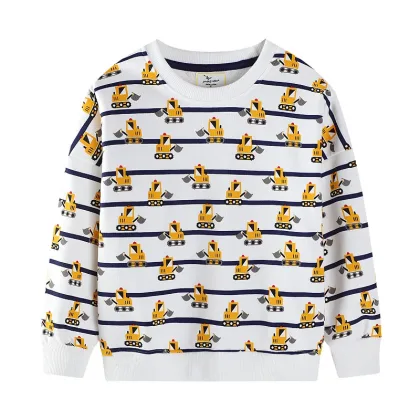 Jumping Meters 2-7T Print Boys Sweatshirts Kids Clothes Long Sleeve Baby Hooded Sport Shirts Autumn Spring Tops Pullover Shirts