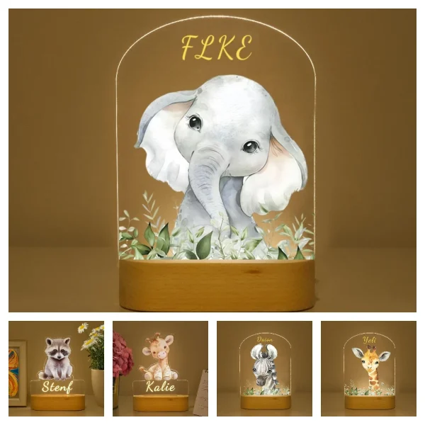 Elephant Animal Night Light Custom Child Nightlight Bedroom Bedside lamp LED Lamp Mood Lighting Home Decor Kids Birthday Gift