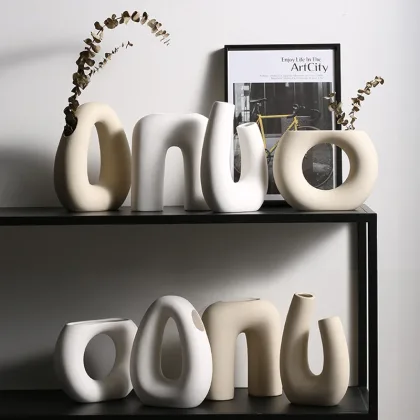 Vilead Nordic Ceramic Vase Modern Multiple Styles Ornaments for Office Kitchen Desktop Indoor Dining Room Home Best Family Gift