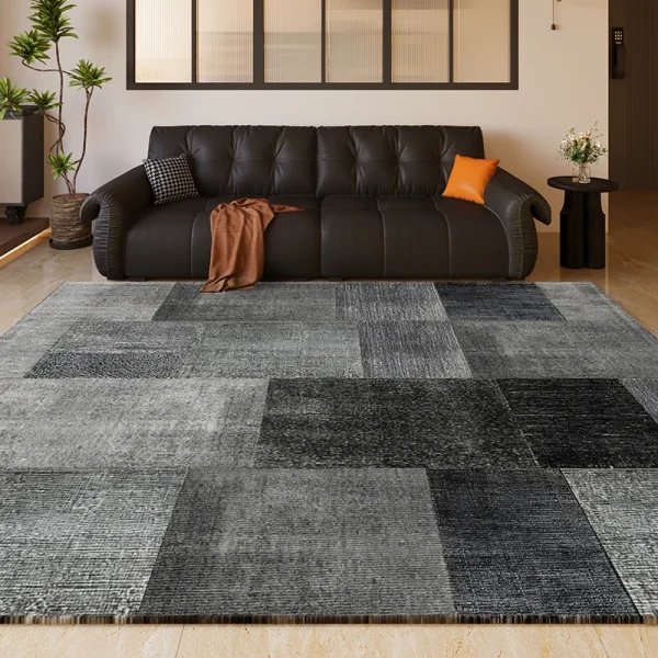 VIKAMA Summer American Retro Simple Plaid Carpet Living Room Sofa Coffee Table Foot Cushion Bedroom Bedside Rug Stain Resistance