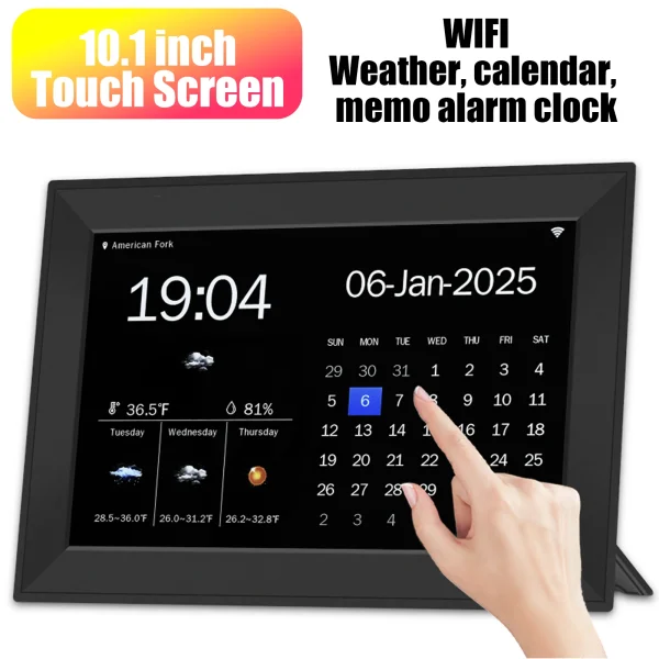 Digital Calendar Alarm Clock: 10.1-inch Calendar Chore Chart Smart Touchscreen Display for Family Schedules Great for Organizing