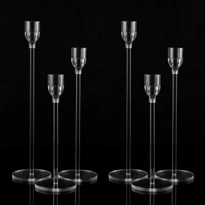 6PCs Acrylic Candle Holders Centerpieces for Table Taper Candle Holder for Wedding Decor Dining Room Halloween Christmas Decor