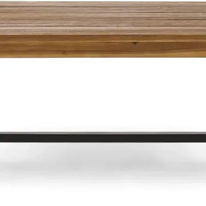 Carlisle Outdoor Acacia Wood Coffee Table, Sandblast/Rustic Metal