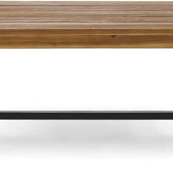 Carlisle Outdoor Acacia Wood Coffee Table, Sandblast/Rustic Metal