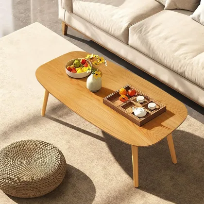 Wood Folding Coffee Table Space Saving Side Table (Oak, 45x22x18)