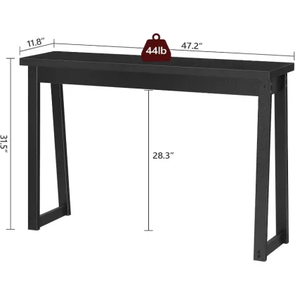 47.2'' Console Table for Entryway, Black Sofa Table Narrow Long, Behind Couch Table, for Living Room, Foyer, Corridor