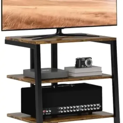 TV Stand, Entertainment Center, Adjustable Shelves, Extension Lead Holder, Small TV Table, Storage, Rustic Brown, Living Room