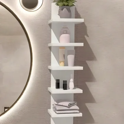 1/2/5-Tier Wall Shelves, Bathroom Floating Wall Shelf ,Kitchen Storage Rack Easy-to-Assemble Tiered Wall Mount Nordic Home Decor