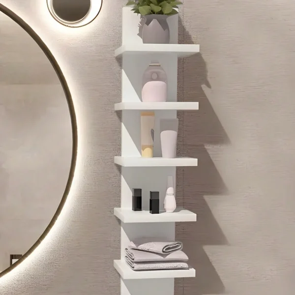 1/2/5-Tier Wall Shelves, Bathroom Floating Wall Shelf ,Kitchen Storage Rack Easy-to-Assemble Tiered Wall Mount Nordic Home Decor