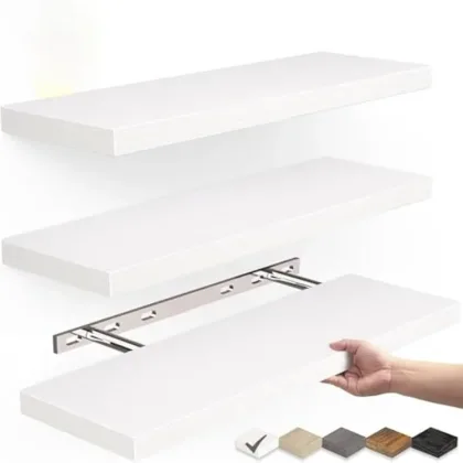 Floating Shelves for Wall, Wall Mounted Rustic Wood Shelves for Bathroom, Bedroom, Living Room, Kitchen, Hanging Books/Storage
