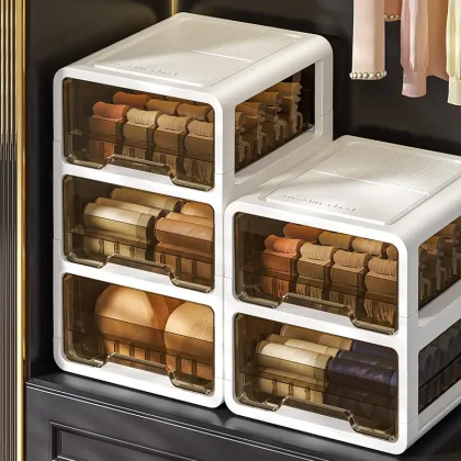 Home Storage Drawer Organizer - Multi-Compartment Underwear & Socks Box for Bedroom, Closet, and Wardrobe Organization