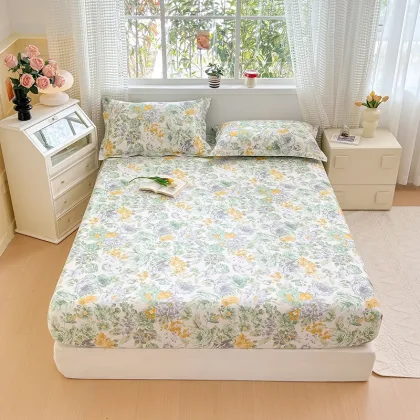 Print Bed Cover Pure Cotton Bedsheets Single/Twin/Queen/King Size Fitted Sheet Home Soft Bed Linen couvre lit (No Pillowcase)