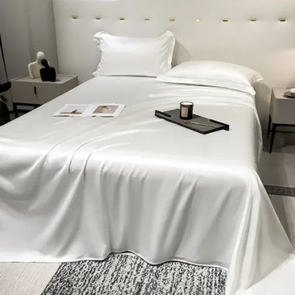 Luxury Natural Bamboo Flat Sheet,Silky Summer Cooling Lyocell Mattress Cover For Single Double Bed Wedding Linens 90*102in 1pc