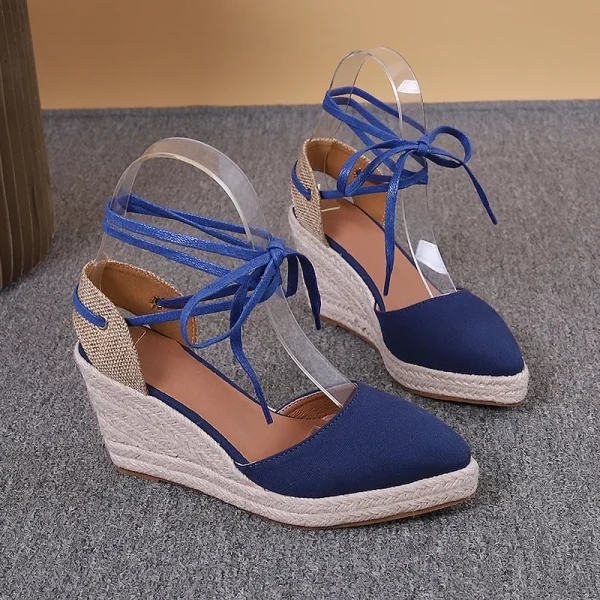 Large Size Comfort Shoes for Women Luxury Sandals Strappy Heels Espadrilles Platform Clogs Wedge Med Big Fashion Closed Lace Up