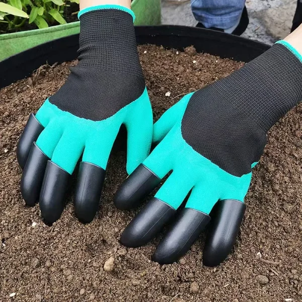 1 Pair Garden Digging Gloves Household Sting-Resistant Non-slip Latex Gloves Breathable Claws Gloves Gardening Hand Protector