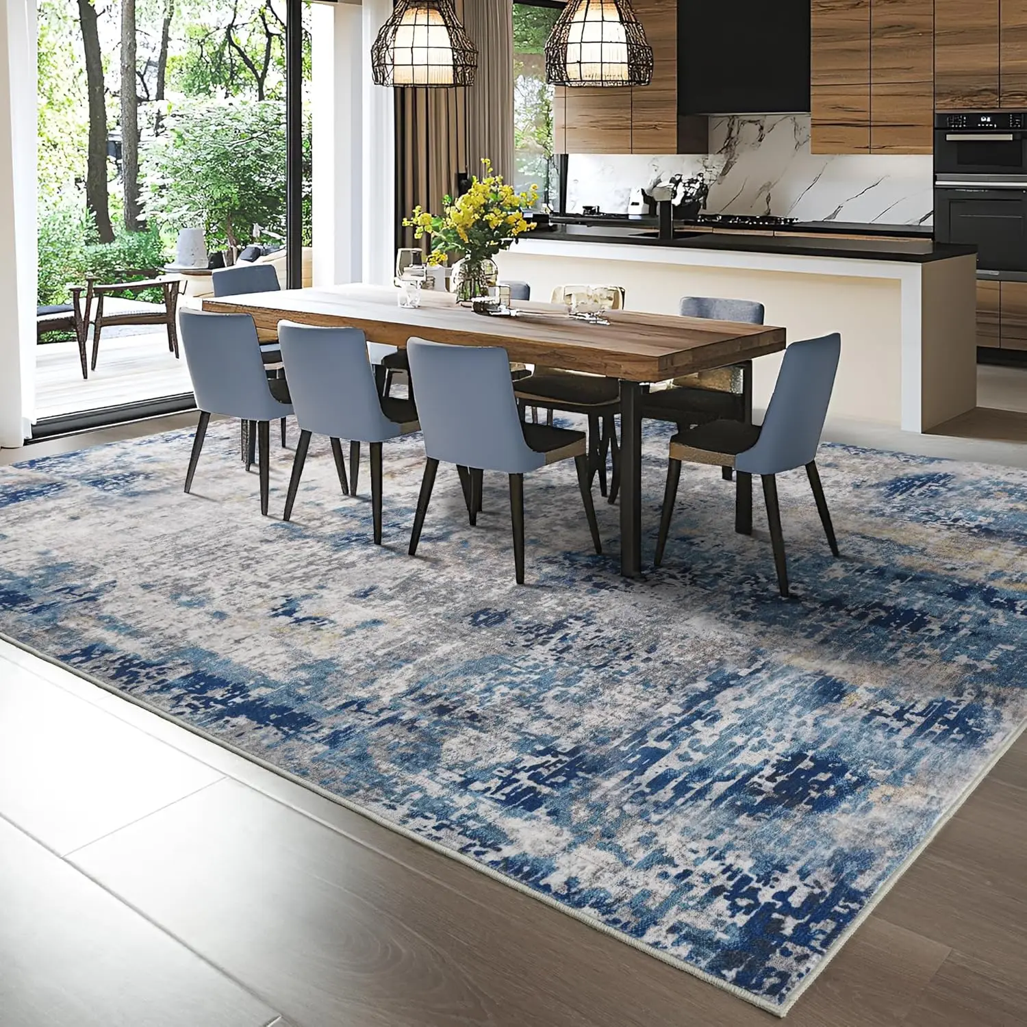 Living Room Area Rugs Soft Large Modern Abstract Area Rug, Boho Vintage Machine Washable Non Slip Carpet , Low Pile Rugs - Image 3