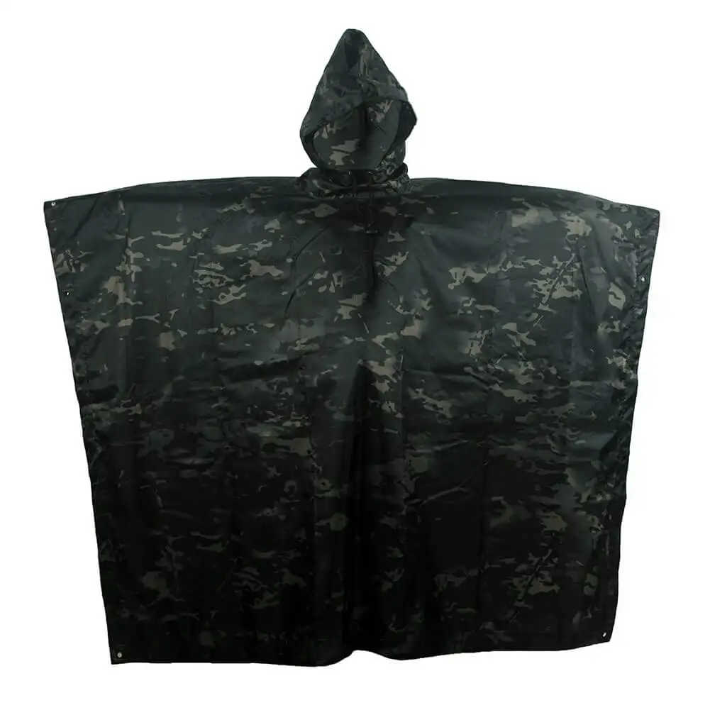 CP Black Tactics Portable Camouflage Waterproof Rain Protection Cape Adult Poncho Raincoat Cloak Travel Rainproof Motorcycle Man - Image 3