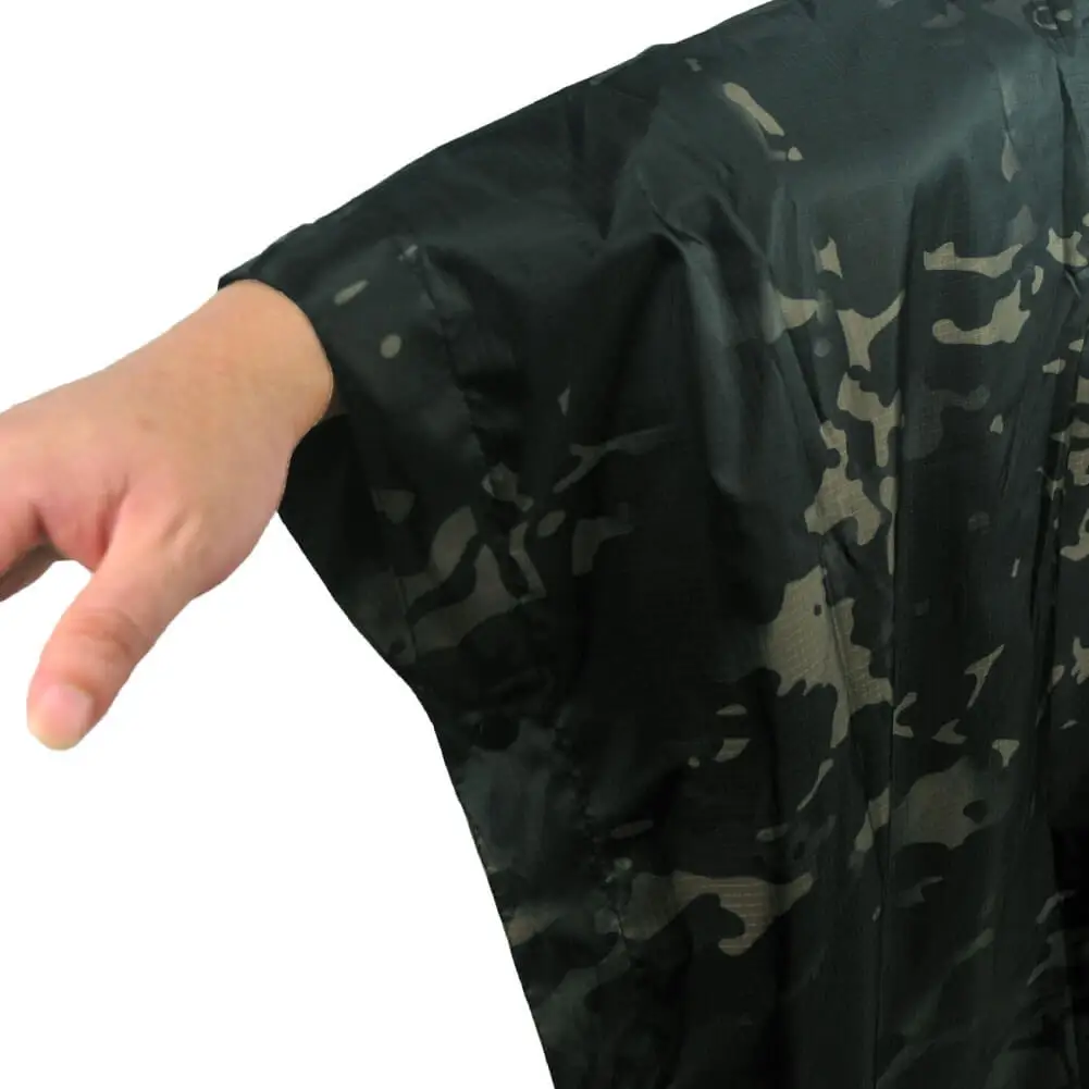 CP Black Tactics Portable Camouflage Waterproof Rain Protection Cape Adult Poncho Raincoat Cloak Travel Rainproof Motorcycle Man - Image 4