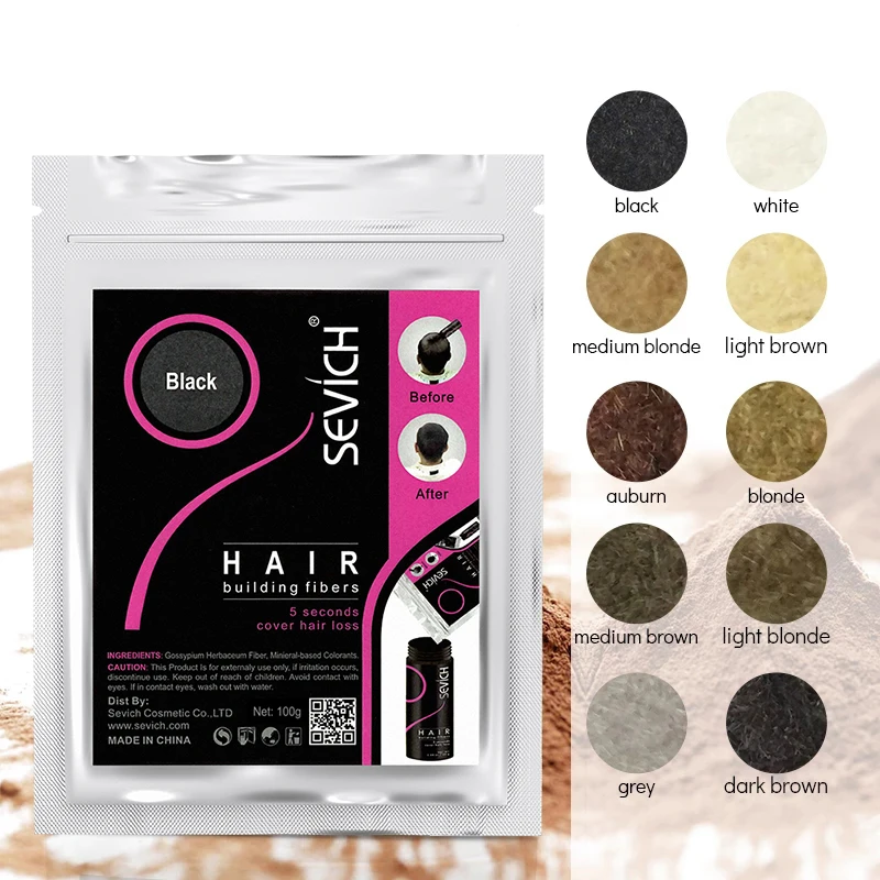Sevich 100g 10 Color Keratin Hair Loss Building Fiber Hair Growth Fiber Refill Hair Loss Concealer Blender 50g Hair Care Product - Image 4