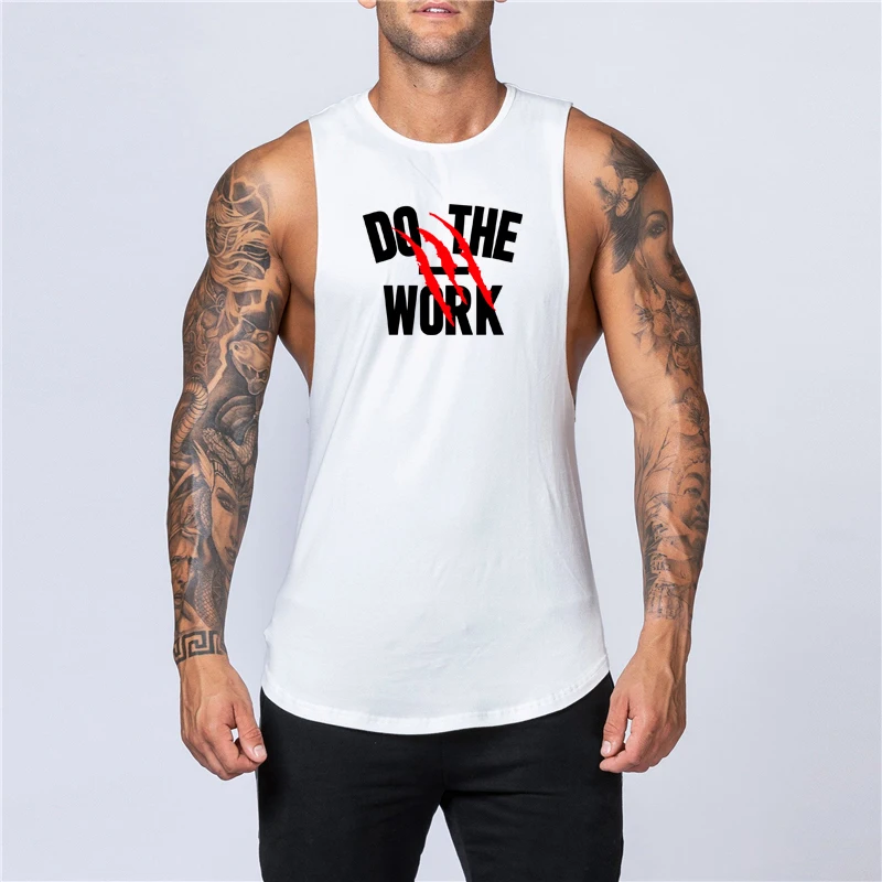 Workout Gym Mens Tank Top Vest Muscle Sleeveless Sportswear Shirt Stringer Fashion Clothing Bodybuilding Cotton Fitness Singlets - Image 4