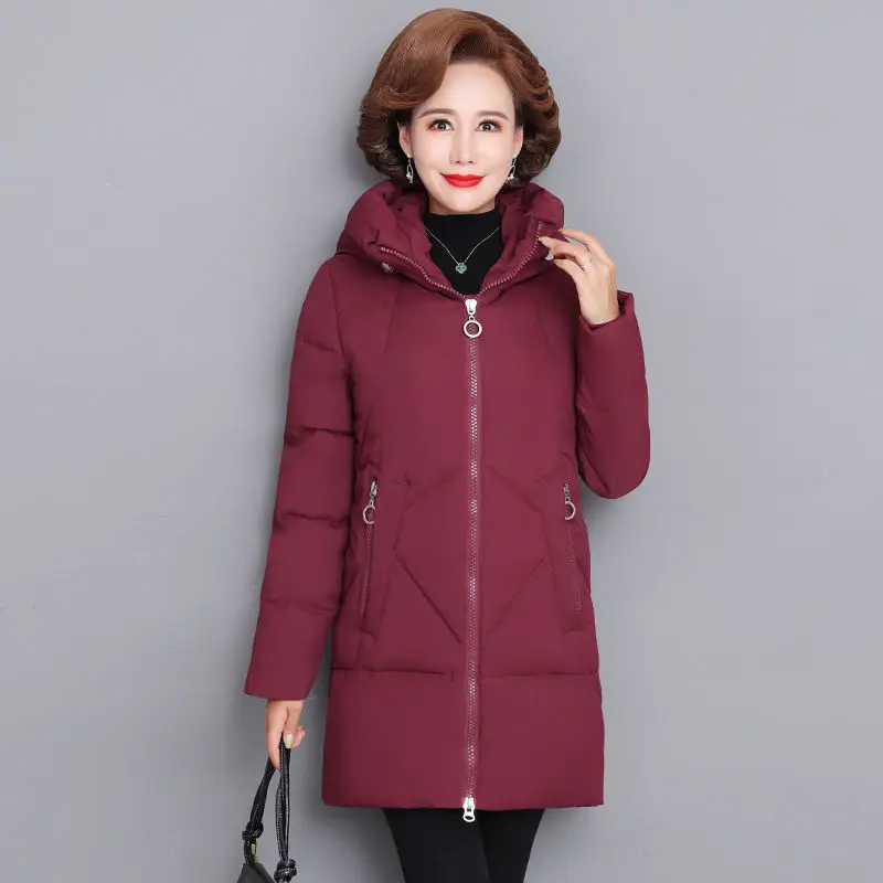 Hooded Thick Down Jacket Female 2023 New Middle Aged Mother Cotton Winter Coat Grandmother Wear Plus Size Long Parka Women 6XL - Image 3
