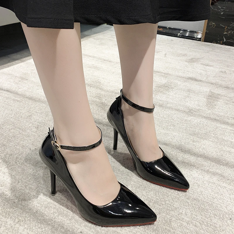Aphixta Blcak Shoes Woman 10cm High Heel Pumps Buckle Thin Heels Women Shoes Wedding Party Sexy e Shoes Shoes Big Szie 45 - Image 6