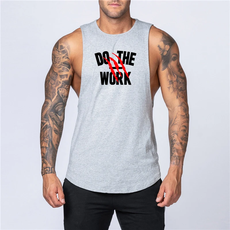 Workout Gym Mens Tank Top Vest Muscle Sleeveless Sportswear Shirt Stringer Fashion Clothing Bodybuilding Cotton Fitness Singlets - Image 3