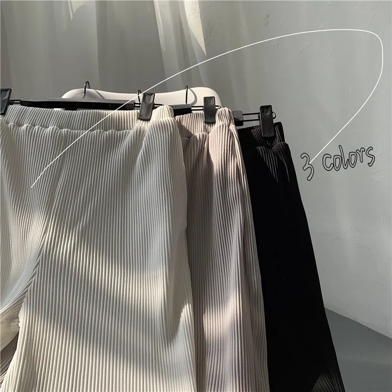 Korean version Pleated Straight Pants Men's NEW Fashion Elastic Waist Casual Pants Men Streetwear Ice Silk Trousers Mens Pants - Image 5