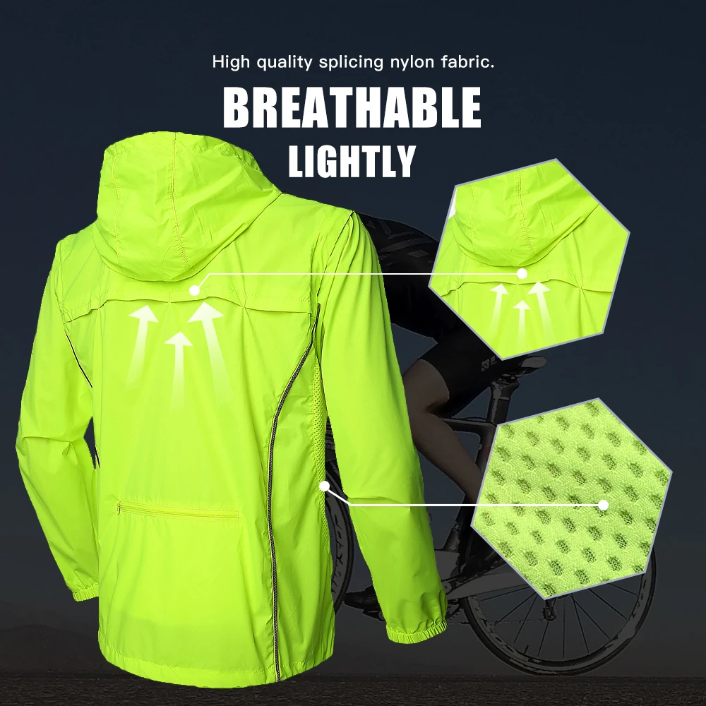 QUESHARK Men Windproof Waterproof Reflective Cycling Jacket MTB Bicycle Long Sleeve Windbreaker Sleeveless Vest Bike Coat Jersey - Image 3