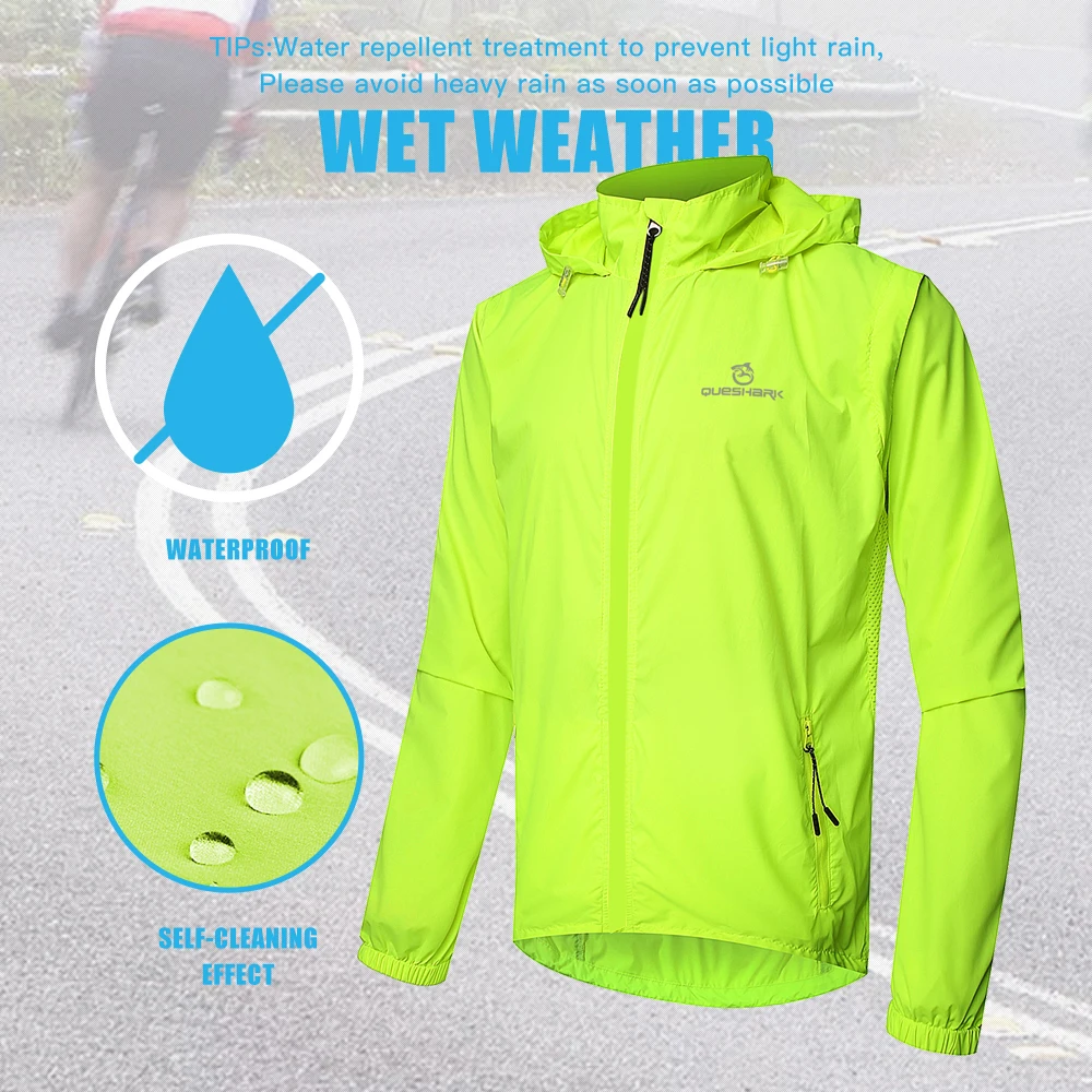 QUESHARK Men Windproof Waterproof Reflective Cycling Jacket MTB Bicycle Long Sleeve Windbreaker Sleeveless Vest Bike Coat Jersey - Image 4
